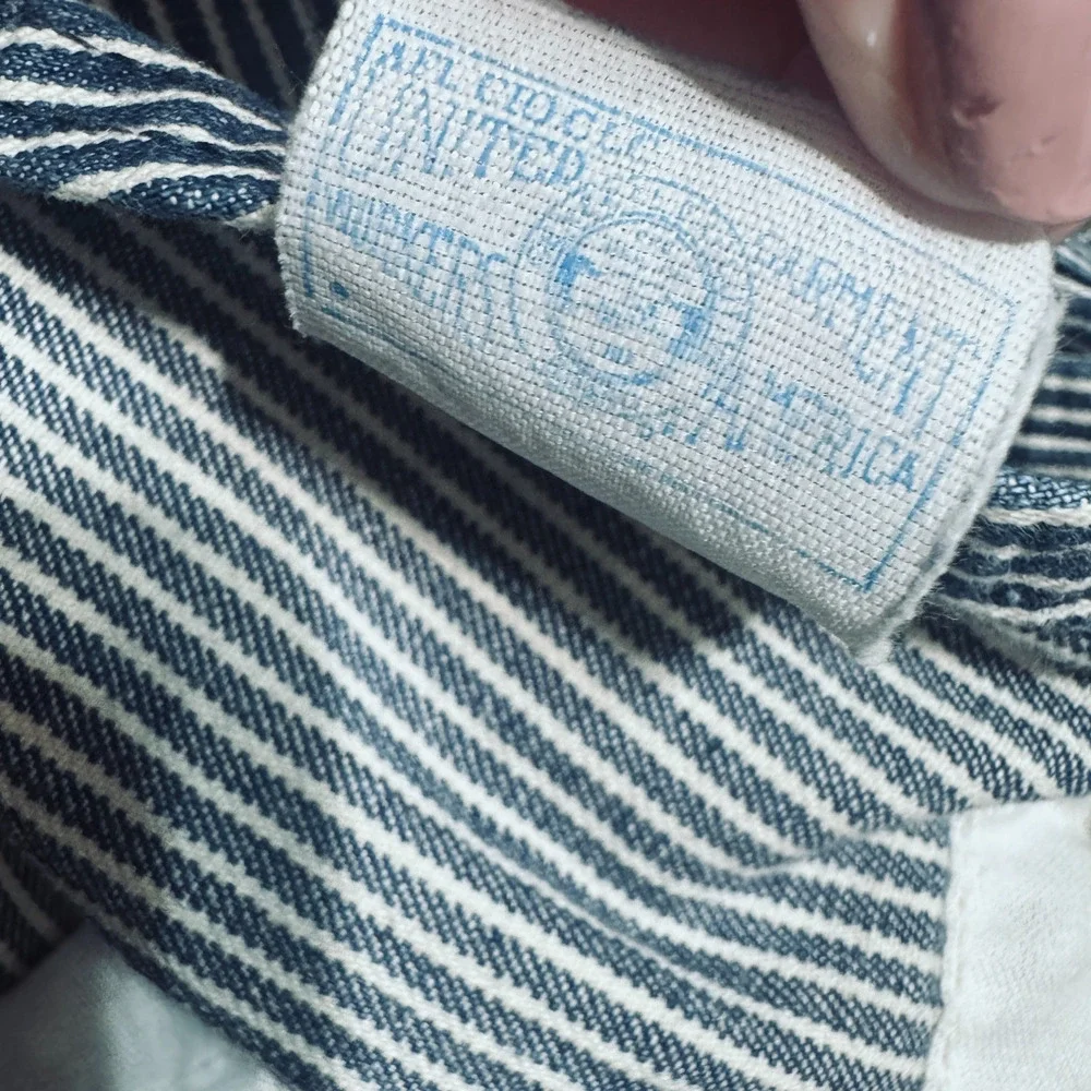 VTG Sears Railroad Striped Overalls weartuff Denim Union Made Mens 34 carpenter